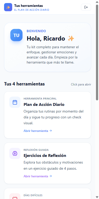 Tus 4 herramientas digitales — vista móvil